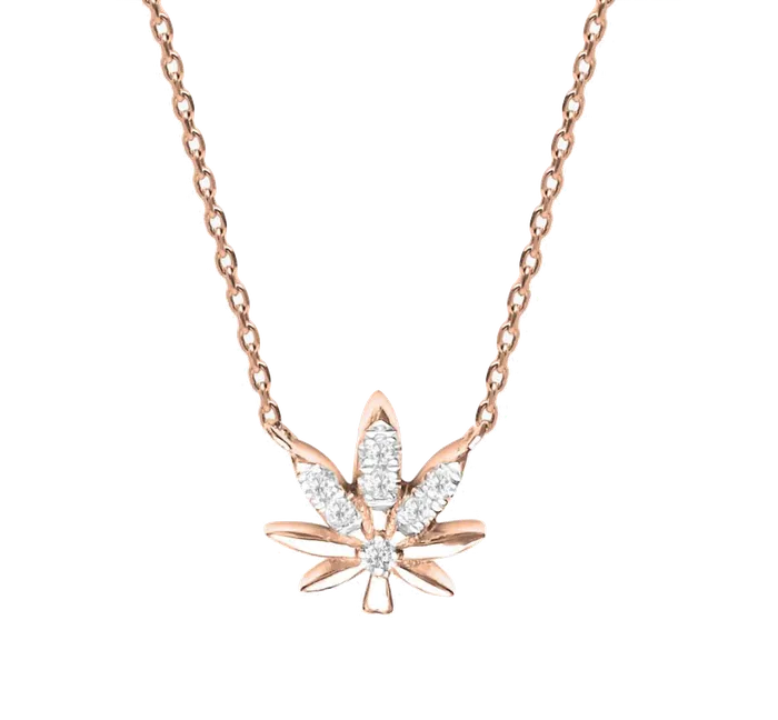Necklaces Djula Jewelry Leaf Chain Gold and Diamonds Necklace
