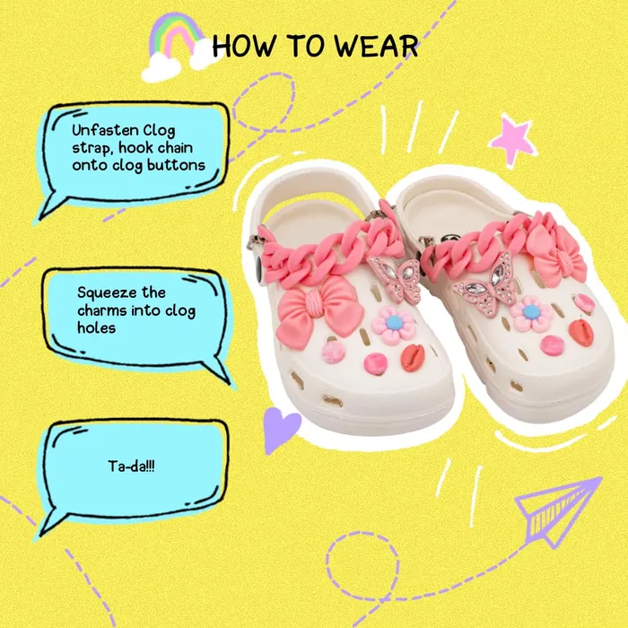 Necklaces Melbees by Yellow Chimes Shoe Chains for Kids Girls Teens Shoe Dcor Accessories Butterfly Shaped Yellow DIY Shoe Decoration Charms Shoe Chains for Unisex Shoe Chain Charms for CrocClogs Yellow Chimes