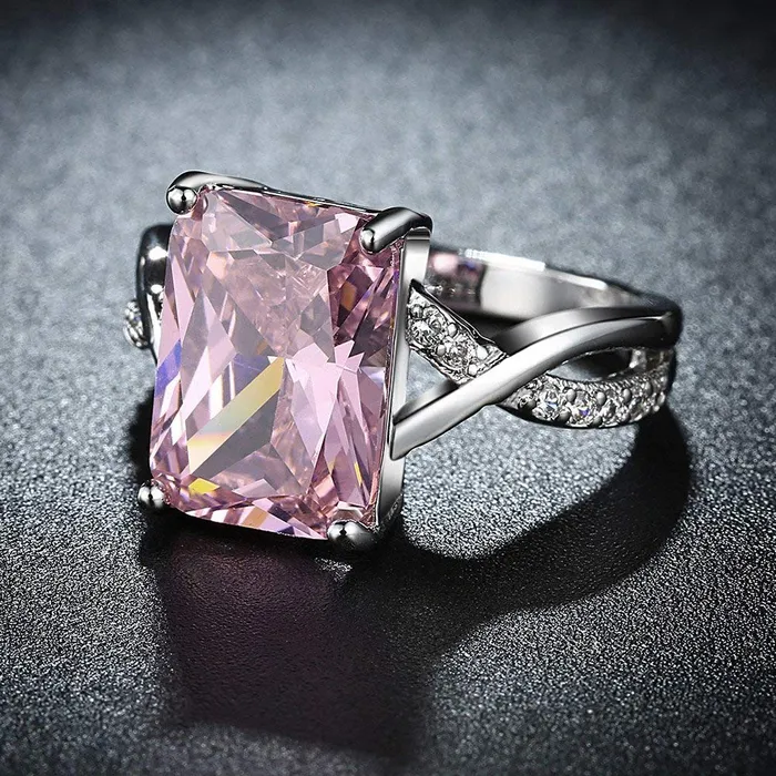 Necklaces Raajsi by Yellow Chimes Yellow Chimes A5 Grade Crystal Pink Big Crystal 925 Sterling Silver Plated Ring for Women and Girls Necklaces Raajsi by Yellow Chimes Yellow Chimes A5 Grade Crystal Pink Big Crystal 925 Sterling Silver Plated Ring for Women and Girls