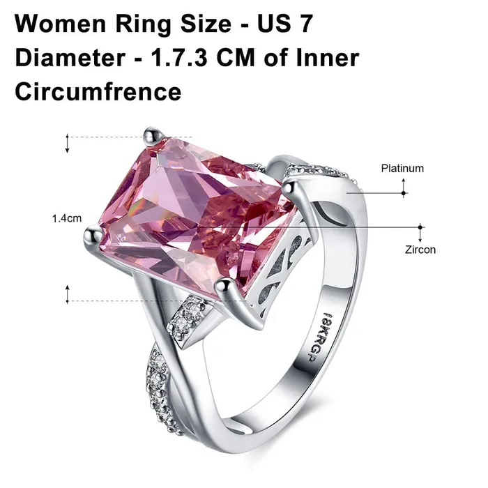 Necklaces Raajsi by Yellow Chimes Yellow Chimes A5 Grade Crystal Pink Big Crystal 925 Sterling Silver Plated Ring for Women and Girls