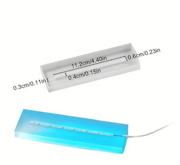 Necklaces Rectangular Photo Frame Silicone Mold with Yellow Light Base for Resin Art RESIN ART HUB