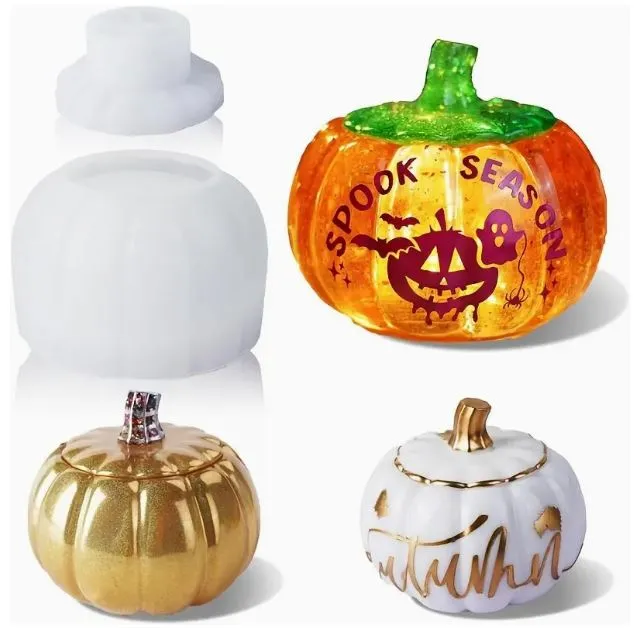 Necklaces Resin Art Hub Pumpkin Storage Silicone Mold With Lid