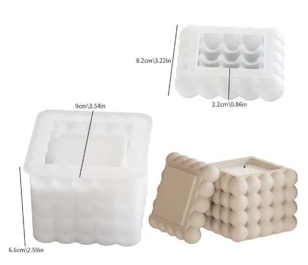 Necklaces Resinarthub Bubble Shaped Storage Box Silicone Mold for Jesmonite Art