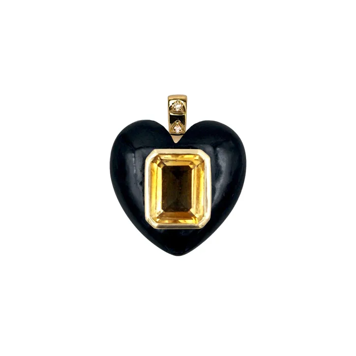 Necklaces Van Den Abeele Onyx Heart pendant