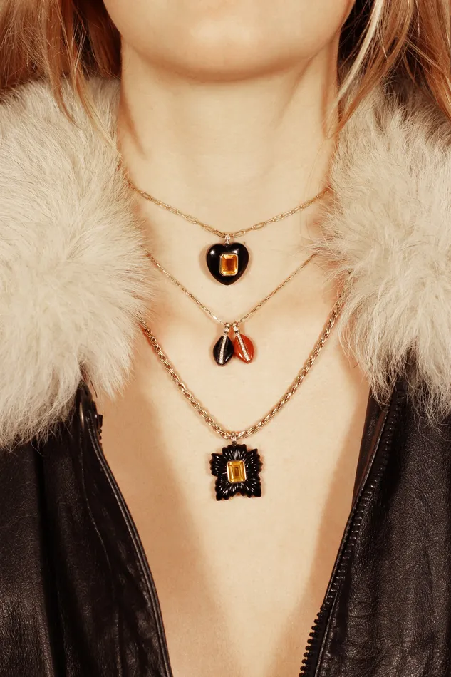 Necklaces Van Den Abeele Onyx Heart pendant