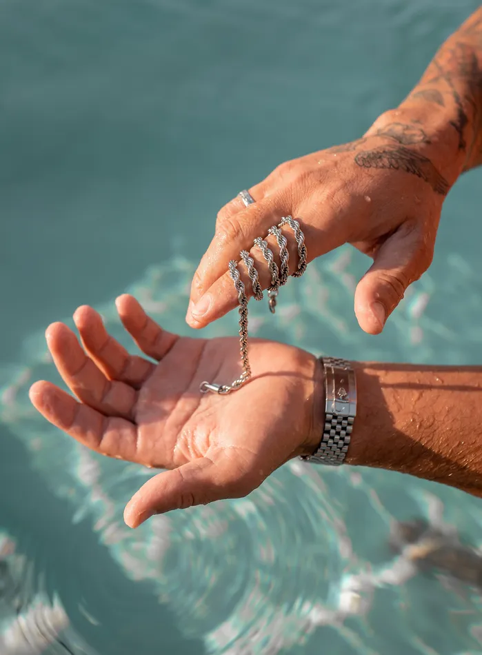 Necklaces WE ARE ALL SMITH Mens Jewelry Clothing Sweatproof Waterproof Silver Rope chain necklace 5 mm