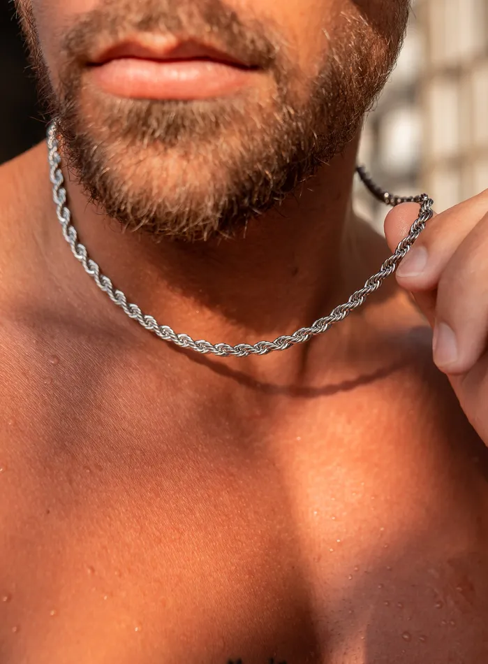 Necklaces WE ARE ALL SMITH Mens Jewelry Clothing Sweatproof Waterproof Silver Rope chain necklace 5 mm