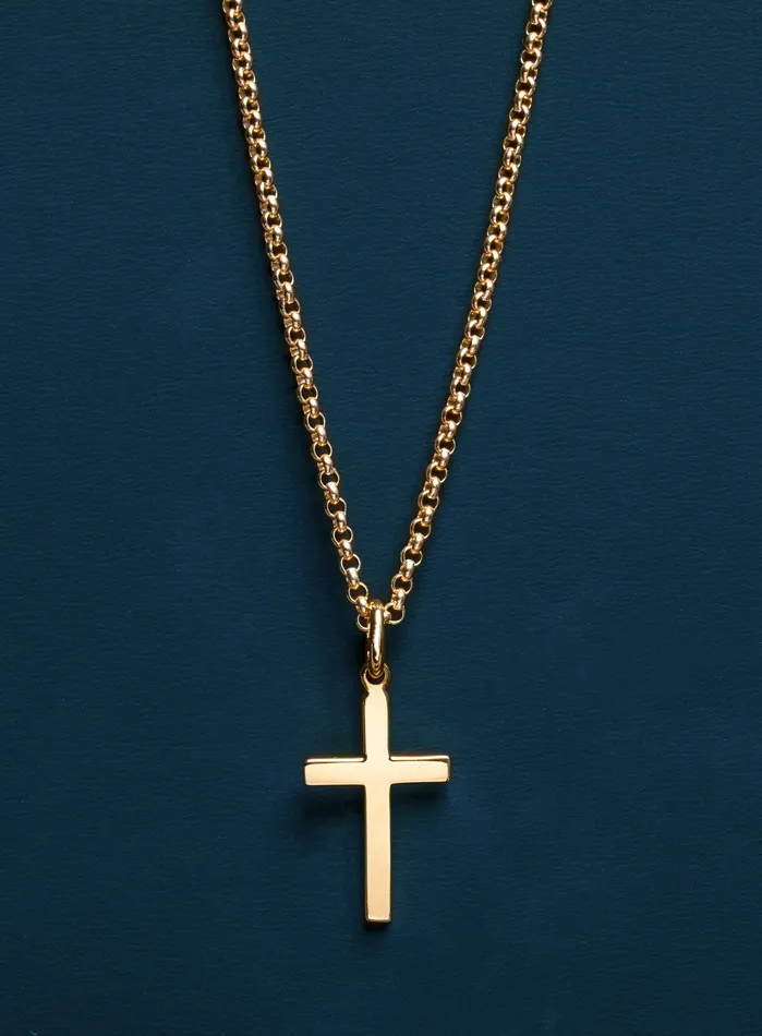 Necklaces WE ARE ALL SMITH Mens Jewelry Clothing Vermeil gold Cross on 14k Gold Filled Rolo Chain