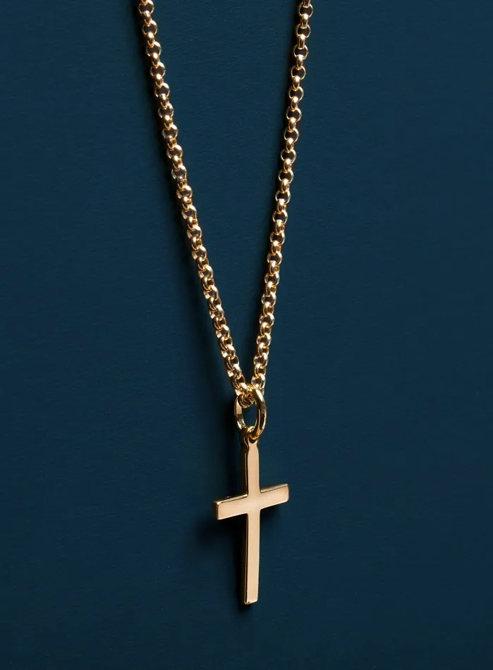 Necklaces WE ARE ALL SMITH Mens Jewelry Clothing Vermeil gold Cross on 14k Gold Filled Rolo Chain