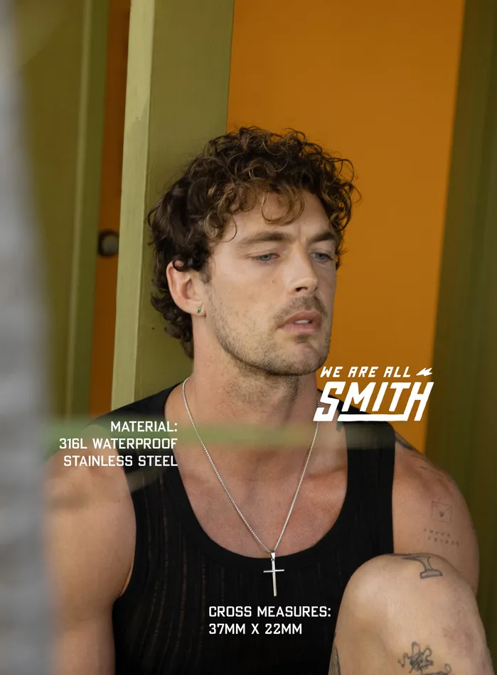 Necklaces WE ARE ALL SMITH Mens Jewelry Clothing Waterproof Large Mens Silver Cross Bamboo Style