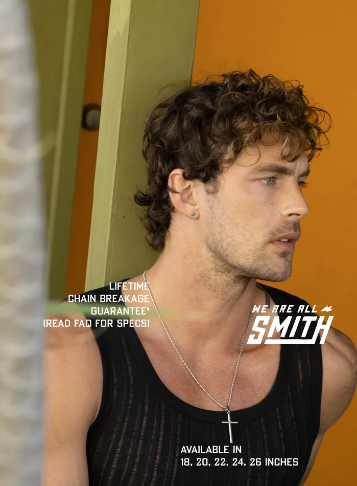 Necklaces WE ARE ALL SMITH Mens Jewelry Clothing Waterproof Large Mens Silver Cross Bamboo Style