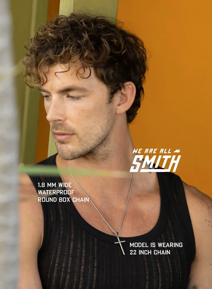 Necklaces WE ARE ALL SMITH Mens Jewelry Clothing Waterproof Large Mens Silver Cross Bamboo Style