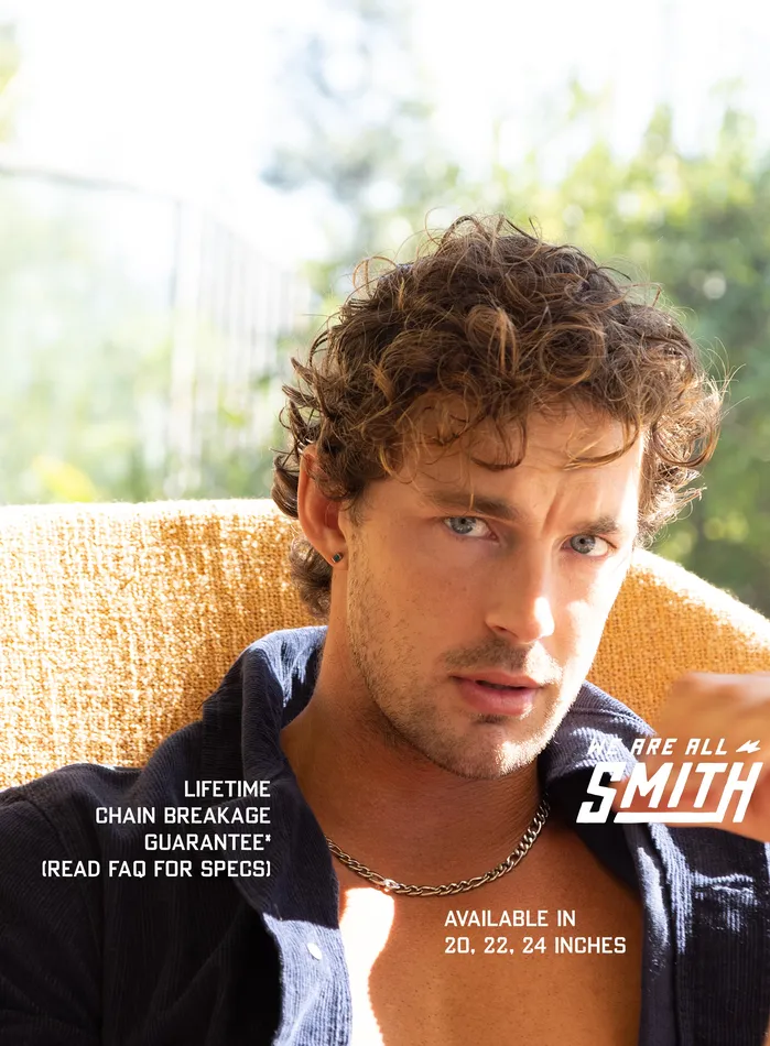 Necklaces WE ARE ALL SMITH Mens Jewelry Clothing Waterproof Mens Chain Necklace 7mm Figaro Necklace