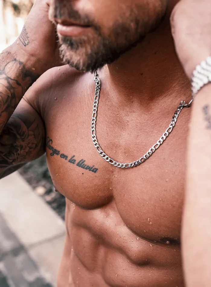 Necklaces WE ARE ALL SMITH Mens Jewelry Clothing Waterproof Mens Chain Necklace 7mm Figaro Necklace