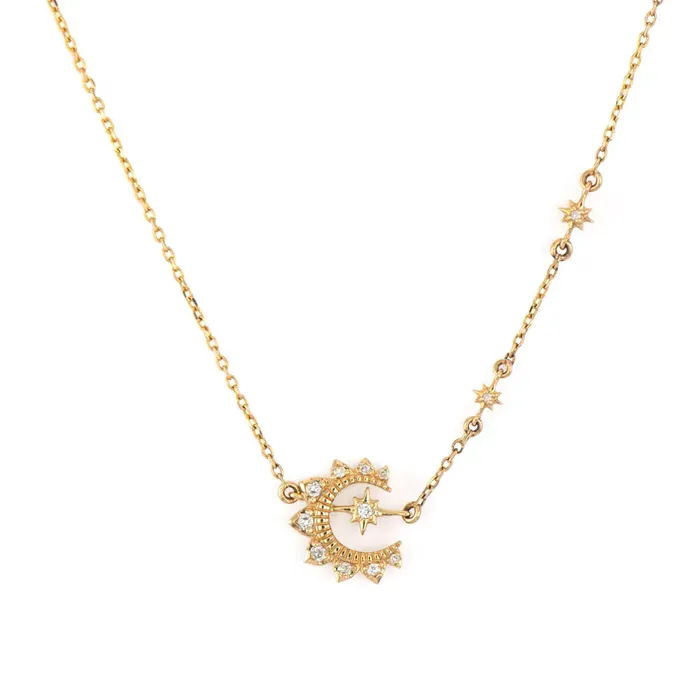 Necklaces Wish on a Star Crescent Moon and Star Necklace Three Stories Jewelry Necklaces Wish on a Star Crescent Moon and Star Necklace Three Stories Jewelry