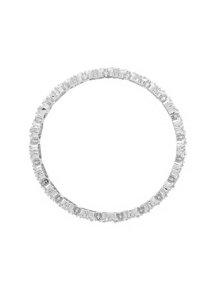 Necklaces Yellow Chimes Bangles for Women Silver Toned White ADAmerican Diamond Studded Floral Designed 2 Pcs Set Bangles for Women and Girls Yellow Chimes