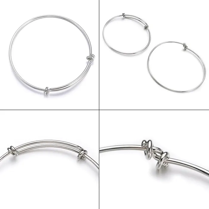 Necklaces Yellow Chimes Bracelet for Women and Girlls Fashion Silver Bangle Bracelets for Women Stainless Steel Adjustable Wire Blank Bracelets Birthday Gift For Women Girls DIY Jewelry Making Yellow Chimes