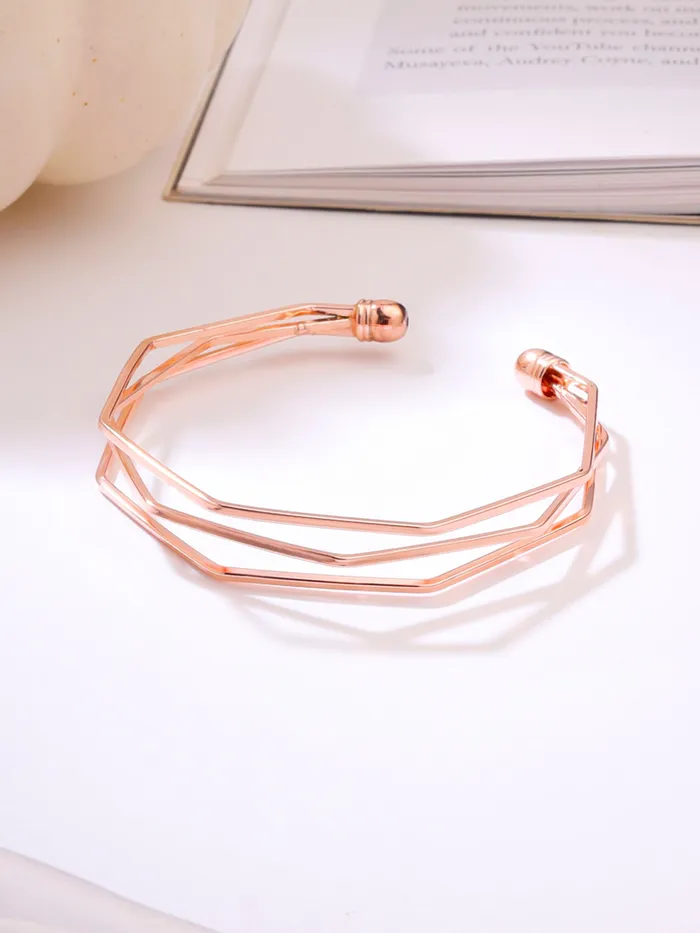 Necklaces Yellow Chimes Bracelet for Women and Girls Rose Gold Cuff Kadaa Bracelets for Women and Girls Rose Gold Plated Hand Cuff Kadaa Bracelet Jewellery for Women Birthday And Anniversary Gift Yellow Chimes