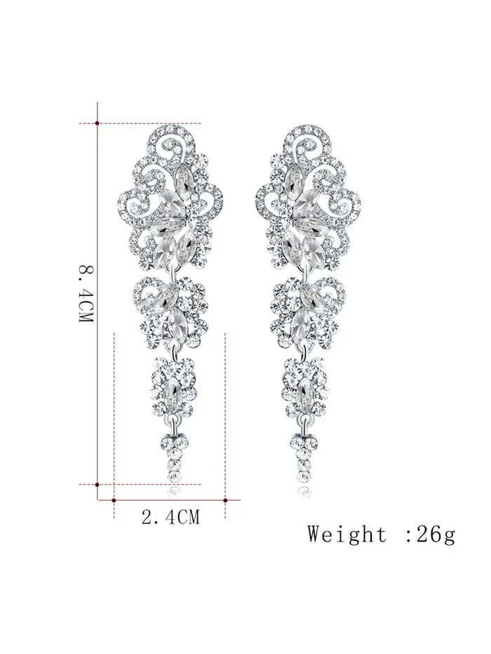 Necklaces Yellow Chimes Crystal Danglers Earrings for Women Silver Earrings for Girls Fashion Women Earrings White Stone Long Dangler Earrings Birthday Gift For Girls Anniversary Gift for Wife Yellow Chimes