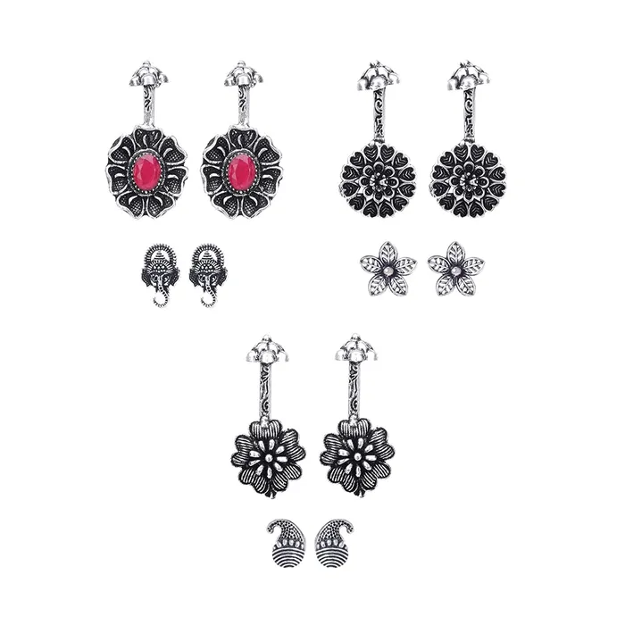 Necklaces Yellow Chimes Earrings for Women Girls Traditional Ear Cuffs Silver Oxidised Studs German Silver Earring Set Floral Shape stud and Drop Earrings Combo Birthday Anniversary Gift Yellow Chimes Necklaces Yellow Chimes Earrings for Women Girls Traditional Ear Cuffs Silver Oxidised Studs German Silver Earring Set Floral Shape stud and Drop Earrings Combo Birthday Anniversary Gift Yellow Chimes