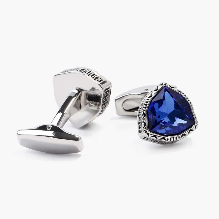 Necklaces Yellow Chimes Exclusive Collection Blue Crystal Stainless Steel Cuff Links for Men Blue Yellow Chimes