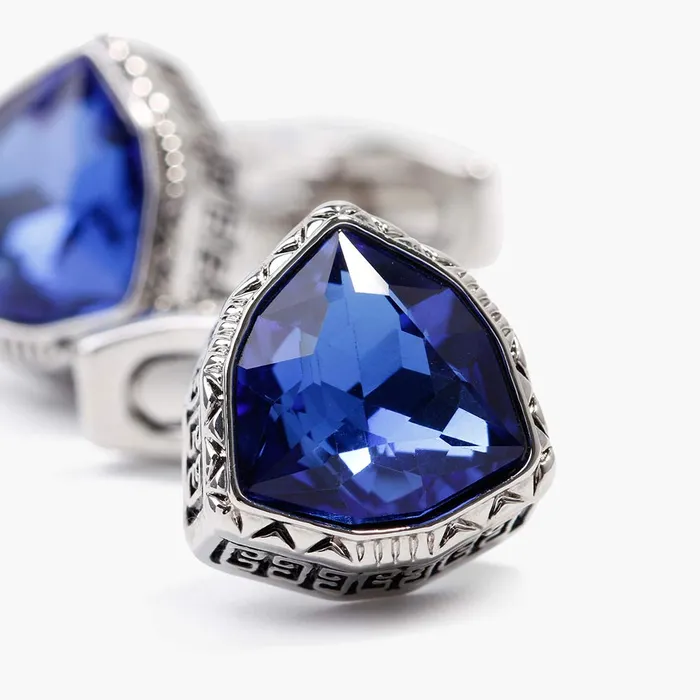 Necklaces Yellow Chimes Exclusive Collection Blue Crystal Stainless Steel Cuff Links for Men Blue Yellow Chimes
