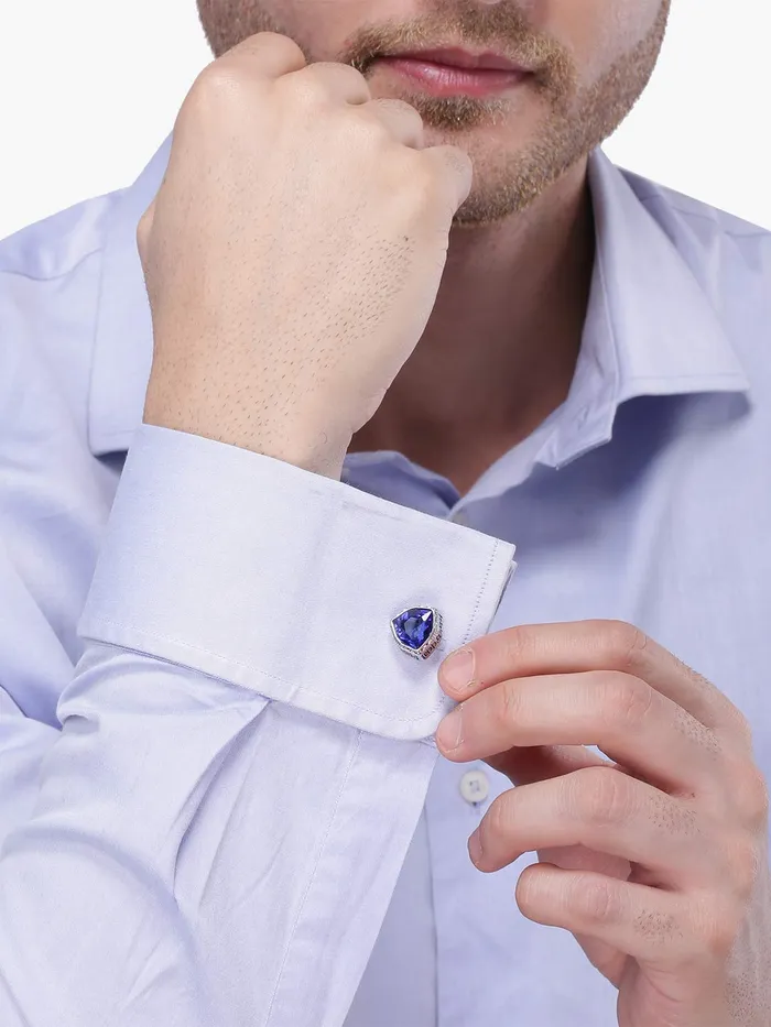 Necklaces Yellow Chimes Exclusive Collection Blue Crystal Stainless Steel Cuff Links for Men Blue Yellow Chimes