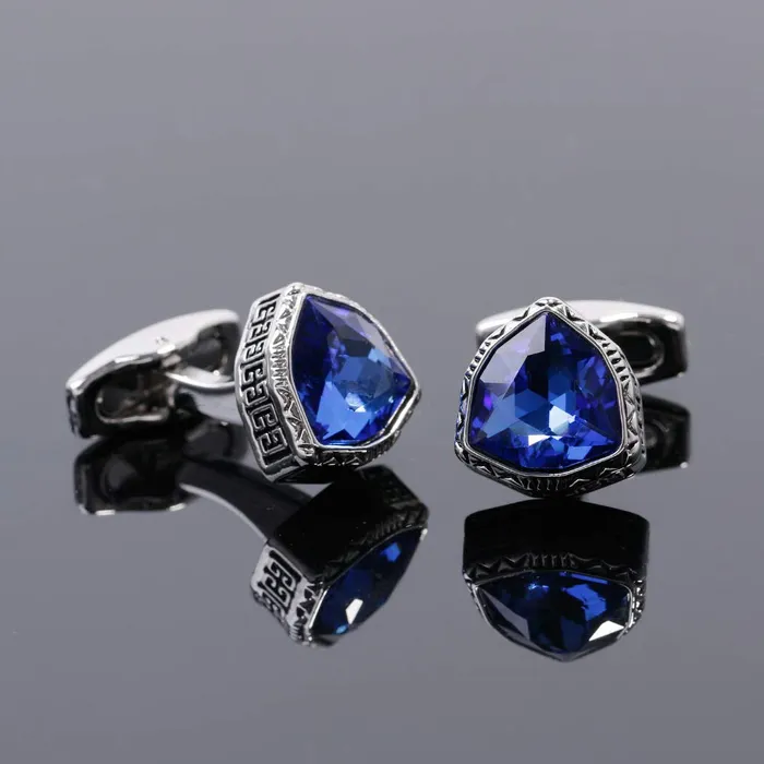 Necklaces Yellow Chimes Exclusive Collection Blue Crystal Stainless Steel Cuff Links for Men Blue Yellow Chimes