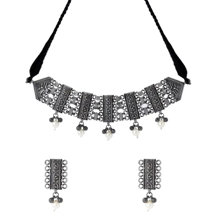 Necklaces Yellow Chimes Jewellery Set for Women and Girls Silver Oxidised Jewellery Set Pearl Drop Designed Choker Necklace Set for Women Birthday Gift For Girls and Women Anniversary Gift for Wife Yellow Chimes Necklaces Yellow Chimes Jewellery Set for Women and Girls Silver Oxidised Jewellery Set Pearl Drop Designed Choker Necklace Set for Women Birthday Gift For Girls and Women Anniversary Gift for Wife Yellow Chimes