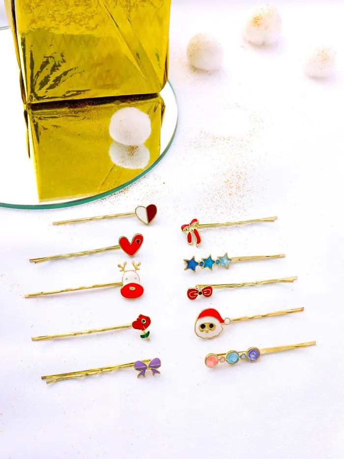 Necklaces Yellow Chimes Melbees by Yellow Chimes Hair Pins for Girls Kids Hair Accessories for Girls Hair Pin 10 Pcs Bobby Pins for Hair Multicolor Charm Hairpin Bobby Hair Pins for Girls Kids Teens Toddlers