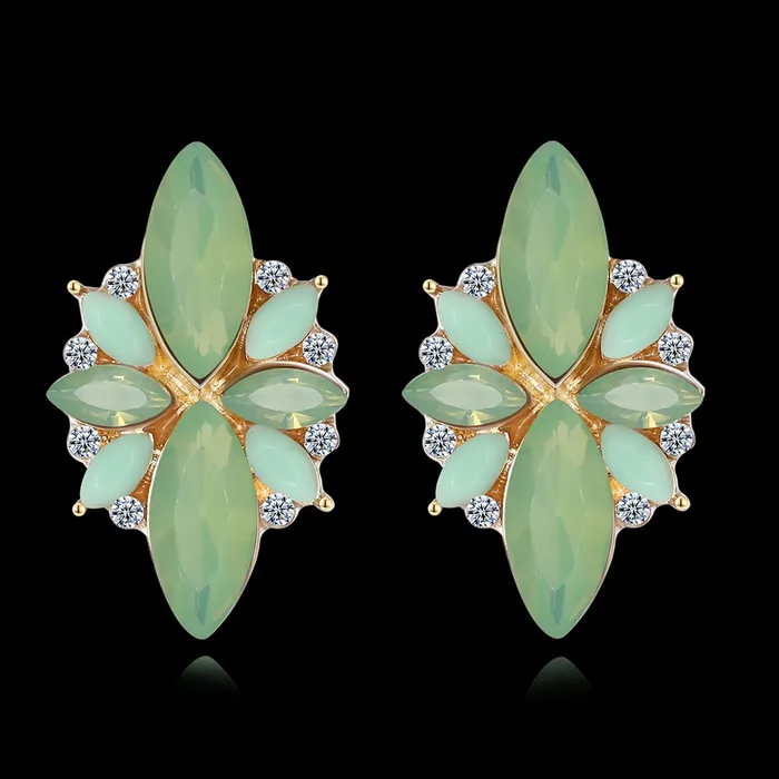 Necklaces Yellow Chimes Studded Crystal 18K Gold Plated Floral Green Stud Earrings for Women and Girls Yellow Chimes