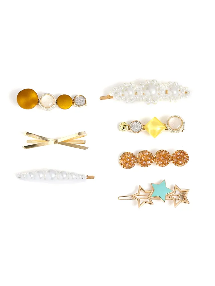 Necklaces Yellow Chimes Yellow Chimes 7 pcs Fine Quality Stylish Hair Clips Fashion Hair Accessories for Women Girls Pack of 7 MultiColor Medium YCHACLWM047MC