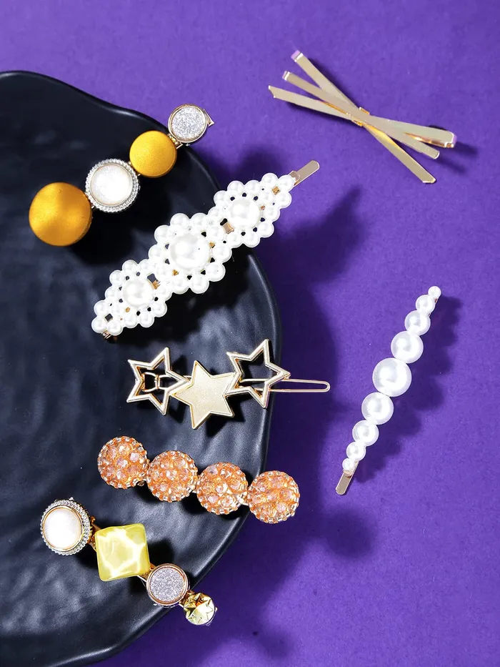Necklaces Yellow Chimes Yellow Chimes 7 pcs Fine Quality Stylish Hair Clips Fashion Hair Accessories for Women Girls Pack of 7 MultiColor Medium YCHACLWM047MC