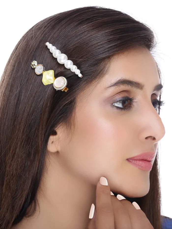 Necklaces Yellow Chimes Yellow Chimes 7 pcs Fine Quality Stylish Hair Clips Fashion Hair Accessories for Women Girls Pack of 7 MultiColor Medium YCHACLWM047MC