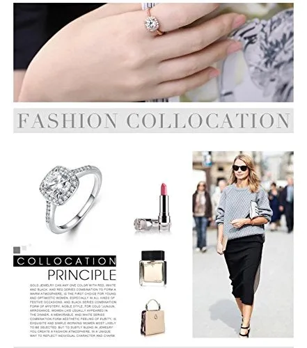 Necklaces Yellow Chimes Yellow Chimes A5 Grade Crystal Royal Square Ring for Women and Girls