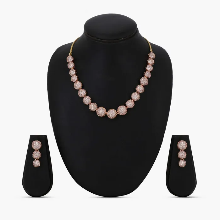 Necklaces Yellow Chimes Yellow Chimes American Diamond Necklace Set For Women White Stone Rose Gold Jewellery Set For Women Diamond Necklace Set Birthday Gift for Girls Anniversary Gift for Wife