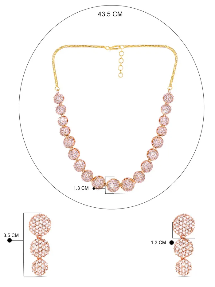 Necklaces Yellow Chimes Yellow Chimes American Diamond Necklace Set For Women White Stone Rose Gold Jewellery Set For Women Diamond Necklace Set Birthday Gift for Girls Anniversary Gift for Wife