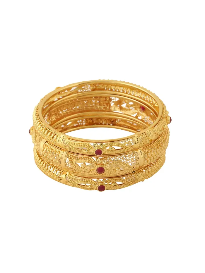Necklaces Yellow Chimes Yellow Chimes Bangles for Women Gold Toned Red Crsytal Studded Traditional Designed Set of 3 Pcs Bangles for Women and Girls