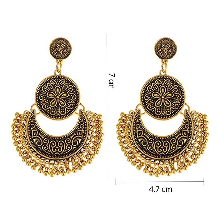 Necklaces Yellow Chimes Yellow Chimes Chandbali Earrings for Women Tribal Muse Collection Oxidised Golden Chand bali Earrings For Women and Girls