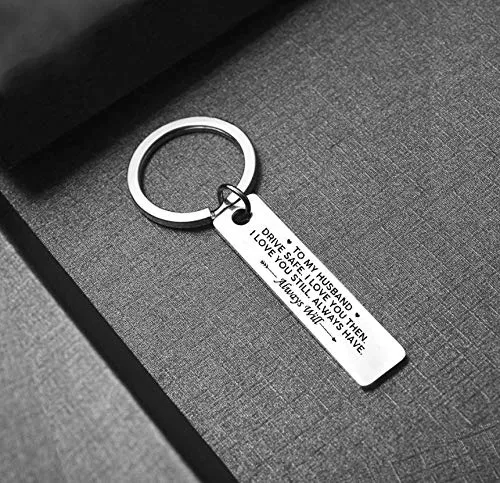 Necklaces Yellow Chimes Yellow Chimes Drive Safe Touching Love Message to Husband Stainless Steel Keychain Pendant with Chain for Men Necklaces Yellow Chimes Yellow Chimes Drive Safe Touching Love Message to Husband Stainless Steel Keychain Pendant with Chain for Men