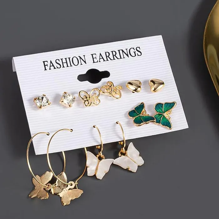 Necklaces Yellow Chimes Yellow Chimes Earrings for Women and Girls Fashion White Pearl Hoops Set Gold Plated Combo of 12 Pairs Stud Hoop Earring Set Birthday Gift for girls and women Anniversary Gift for Wife