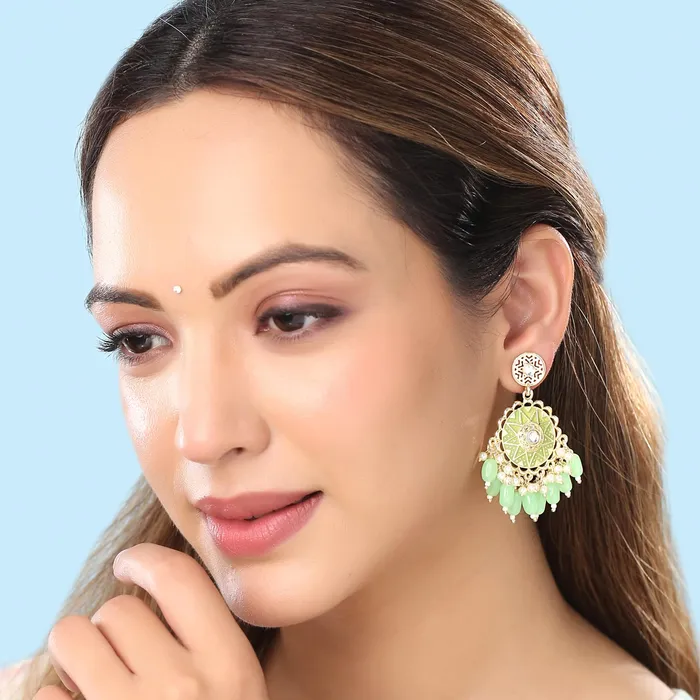 Necklaces Yellow Chimes Yellow Chimes Earrings for Women and Girls Kundan Jhumka Gold Plated Kundan Studded Jhumka Earrings Birthday Gift for girls and women Anniversary Gift for Wife