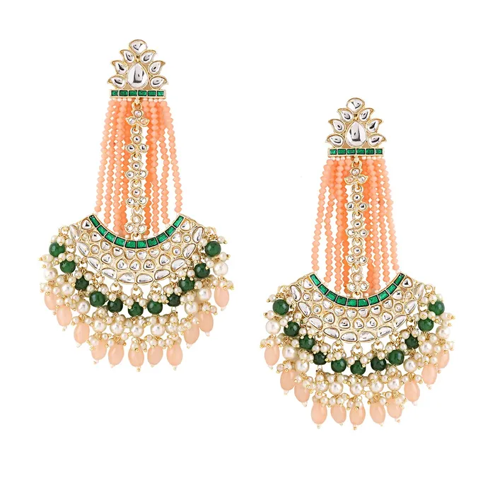 Necklaces Yellow Chimes Yellow Chimes Earrings for Women Gold Toned Kundan Studded Green and Pink Beads Drop Chandbali Earrings for Women and Girls Necklaces Yellow Chimes Yellow Chimes Earrings for Women Gold Toned Kundan Studded Green and Pink Beads Drop Chandbali Earrings for Women and Girls