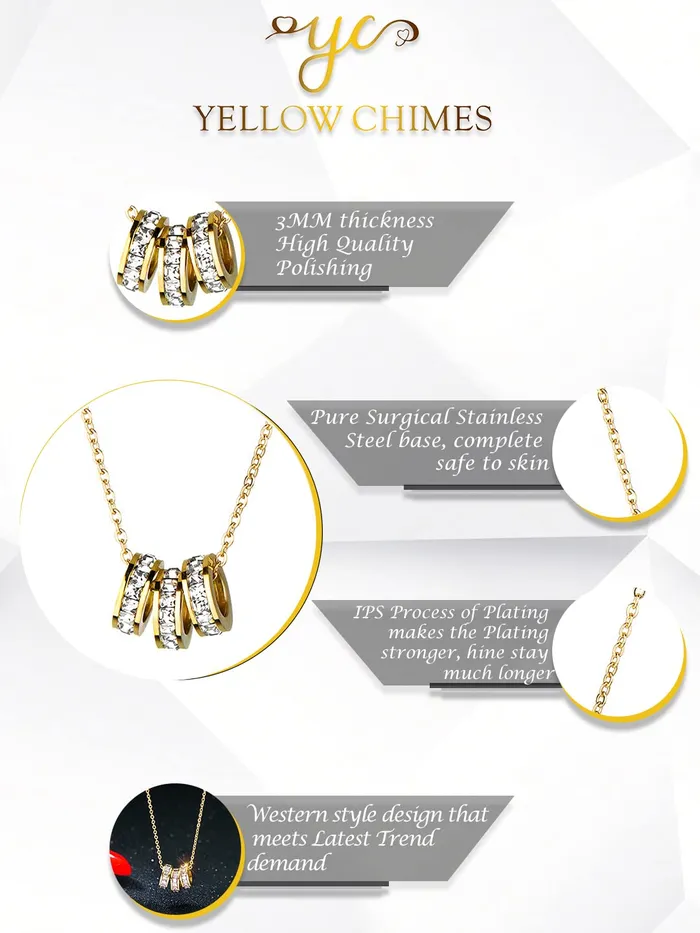 Necklaces Yellow Chimes Yellow Chimes Gold Chain Pendant for Women Crystal Rings GoldPlated Stainless Steel Chain Pendant Necklace for Women and Girls