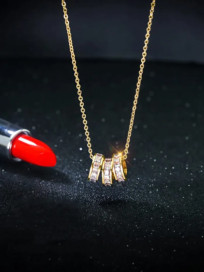 Necklaces Yellow Chimes Yellow Chimes Gold Chain Pendant for Women Crystal Rings GoldPlated Stainless Steel Chain Pendant Necklace for Women and Girls