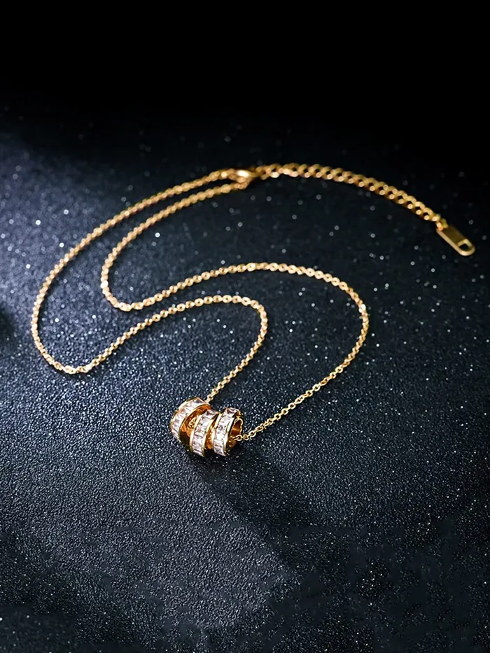 Necklaces Yellow Chimes Yellow Chimes Gold Chain Pendant for Women Crystal Rings GoldPlated Stainless Steel Chain Pendant Necklace for Women and Girls
