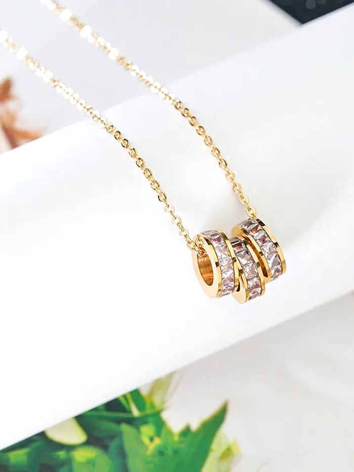 Necklaces Yellow Chimes Yellow Chimes Gold Chain Pendant for Women Crystal Rings GoldPlated Stainless Steel Chain Pendant Necklace for Women and Girls