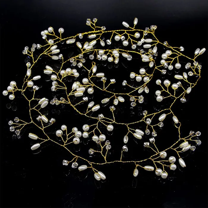 Necklaces Yellow Chimes Yellow Chimes Hair Vines for Girls Bridal Crown Pearl Hair Vine for Women GoldToned Floral Hair Vine Tiara Hair Accessories Wedding Jewellery for Girls and Women