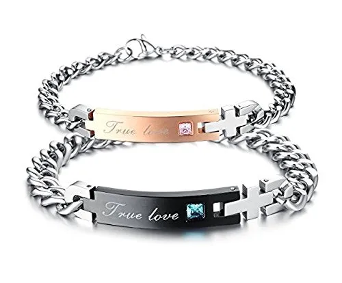 Necklaces Yellow Chimes Yellow Chimes His or Hers Matching Set True Love Titanium Stainless Steel Couple Bracelet for Girls Boys 2 Pcs Necklaces Yellow Chimes Yellow Chimes His or Hers Matching Set True Love Titanium Stainless Steel Couple Bracelet for Girls Boys 2 Pcs
