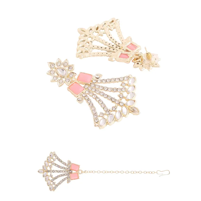 Necklaces Yellow Chimes Yellow Chimes Jewellery Set for Women and Girls Kundan Necklace Set Gold Plated Kundan Pink Crystal Studded Choker Necklace Set Birthday Gift for girls and women Anniversary Gift for Wife